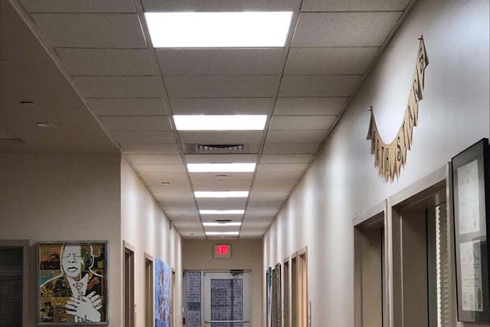 partnered with PECO to update all the lighting to LED lights throughout the entire building